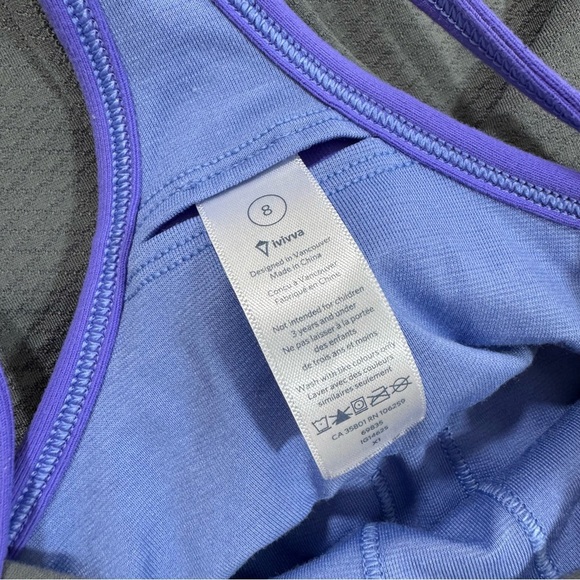 Ivivva Double Dutch Tank Top Grey Purple Size 8 - Picture 4 of 6